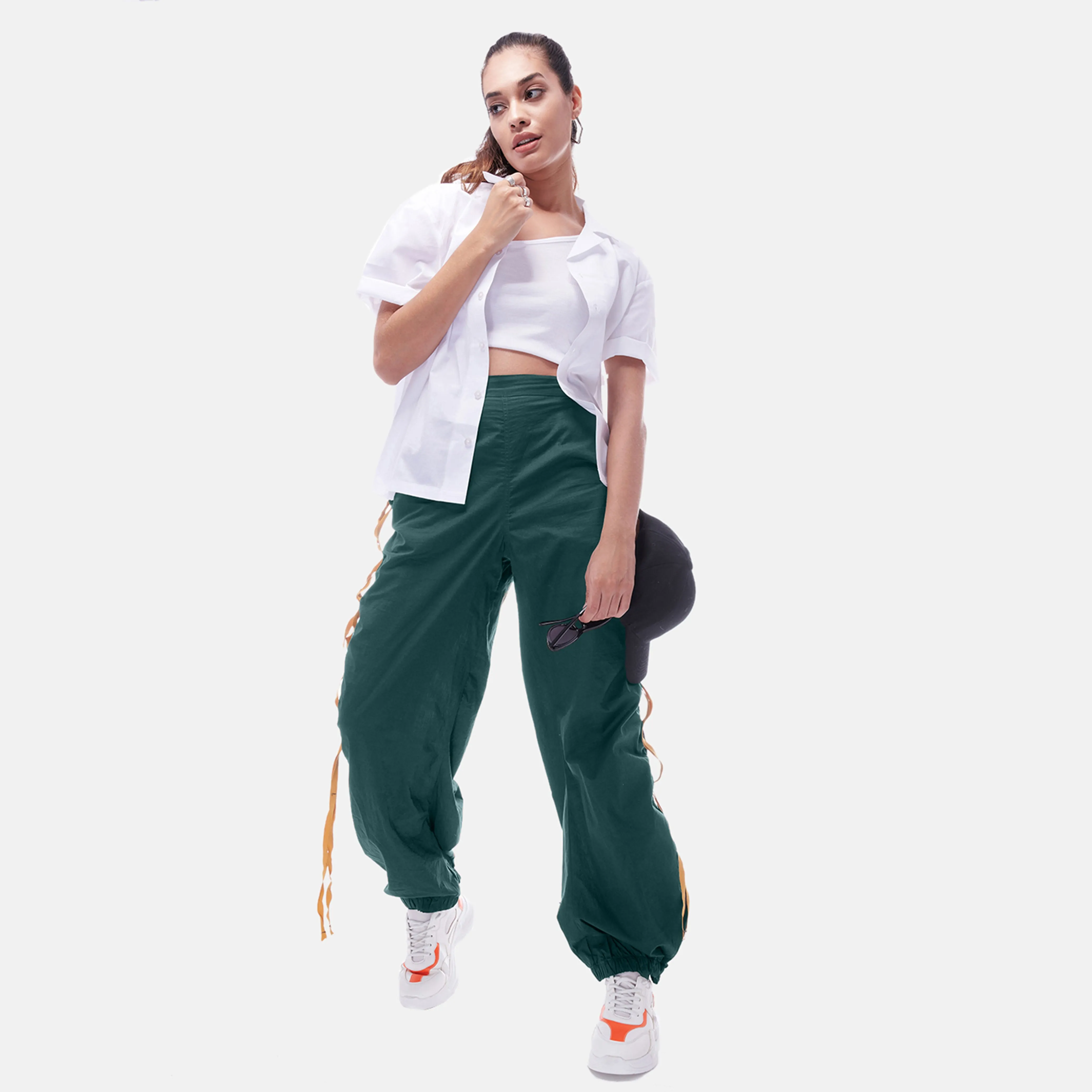 Green Tape Parachute Pants