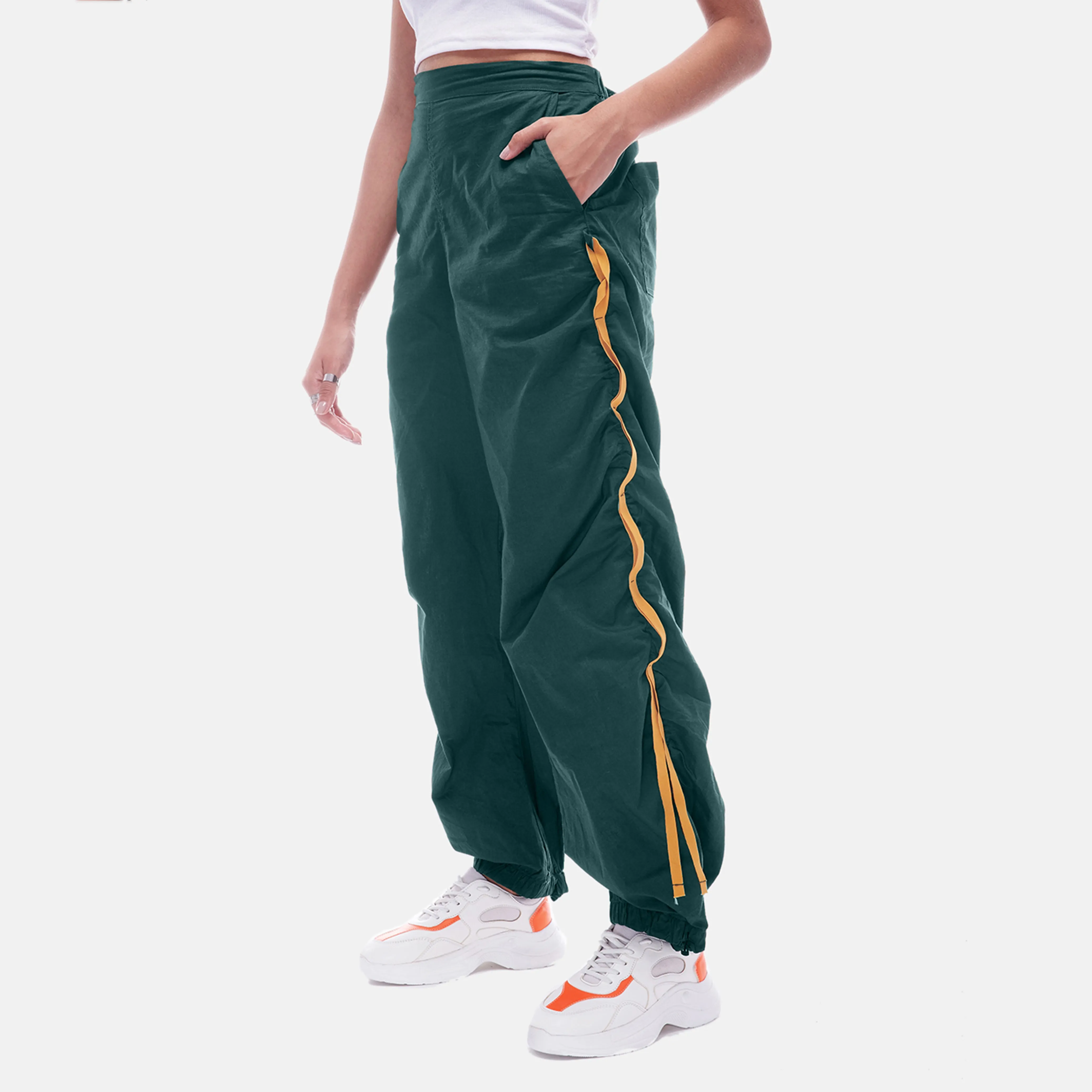 Green Tape Parachute Pants