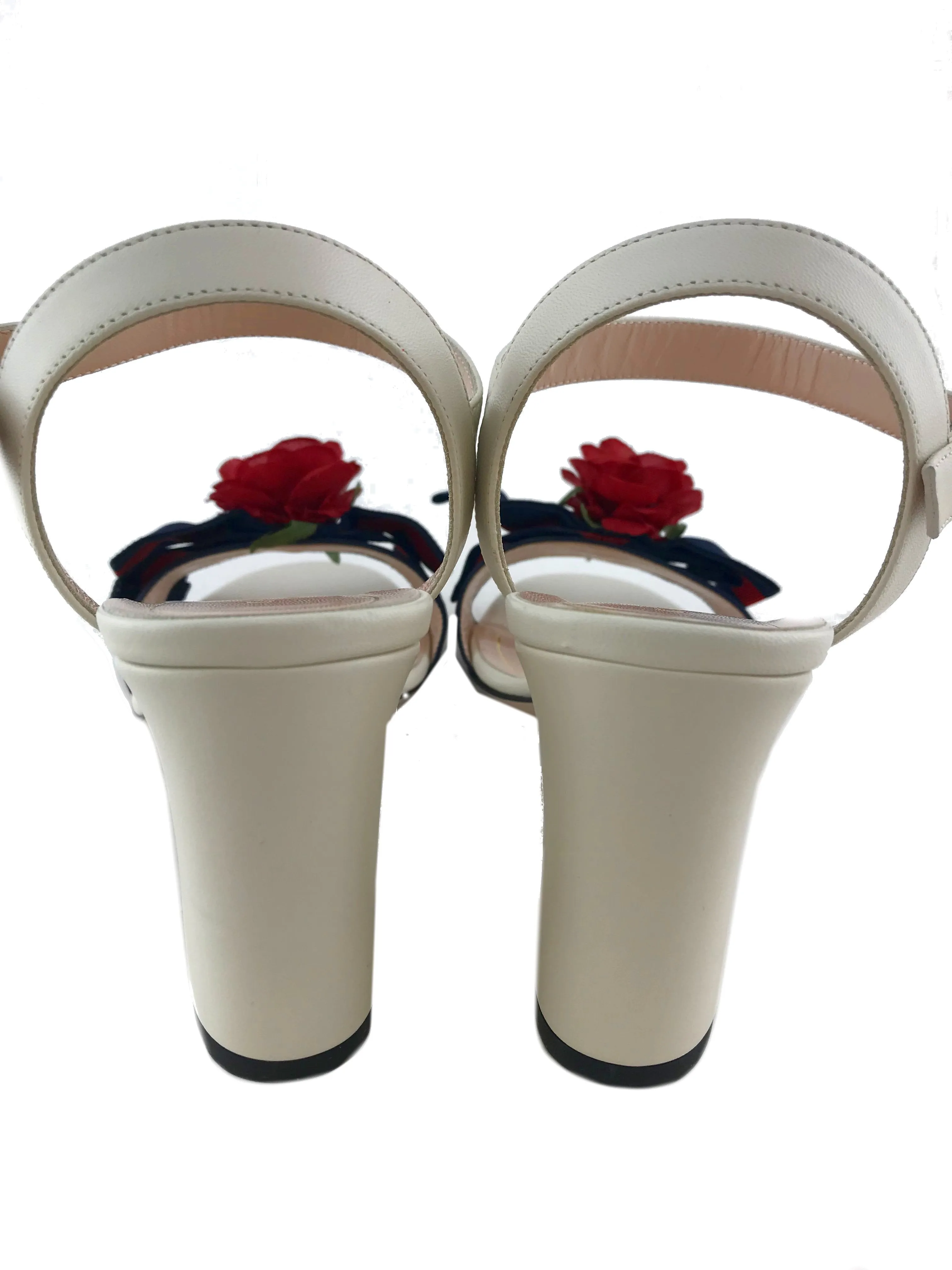 Gucci Web Bow Silk Flower Sandals Size 7