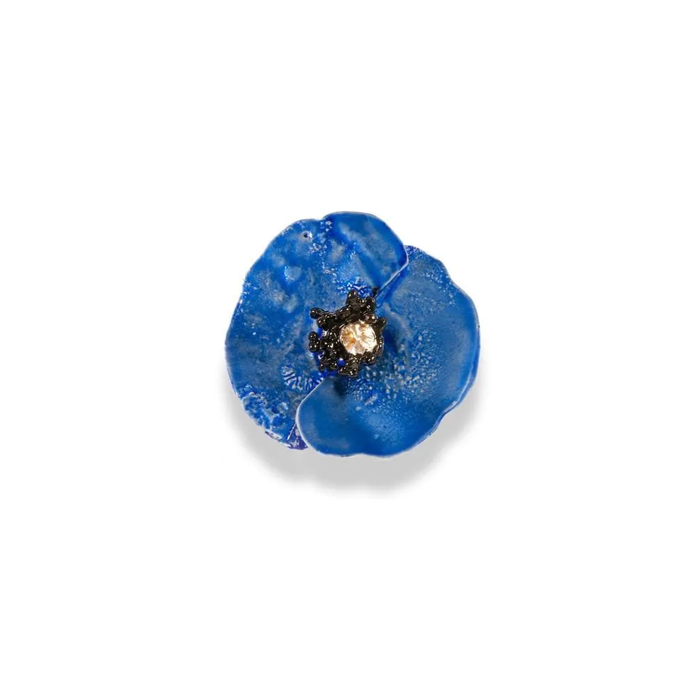 Handmade Sterling Silver Sky Blue Poppy Flower Ring