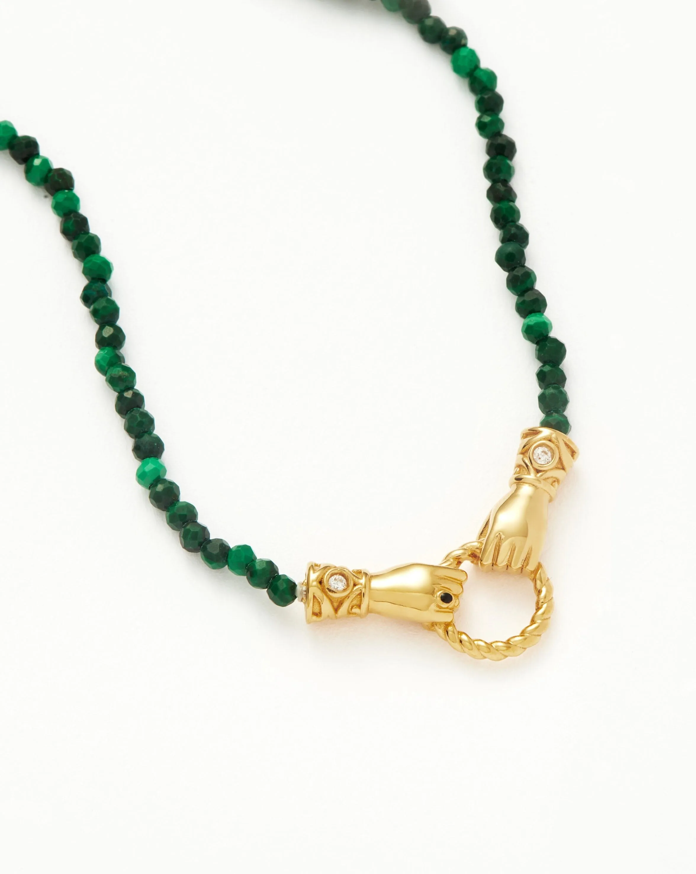 Harris Reed In Good Hands Mini Beaded Gemstone Necklace | 18ct Gold Plated/Malachite