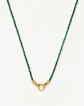 Harris Reed In Good Hands Mini Beaded Gemstone Necklace | 18ct Gold Plated/Malachite