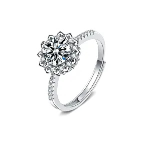 Heart Arrow Flower Moissanite Ring for Women