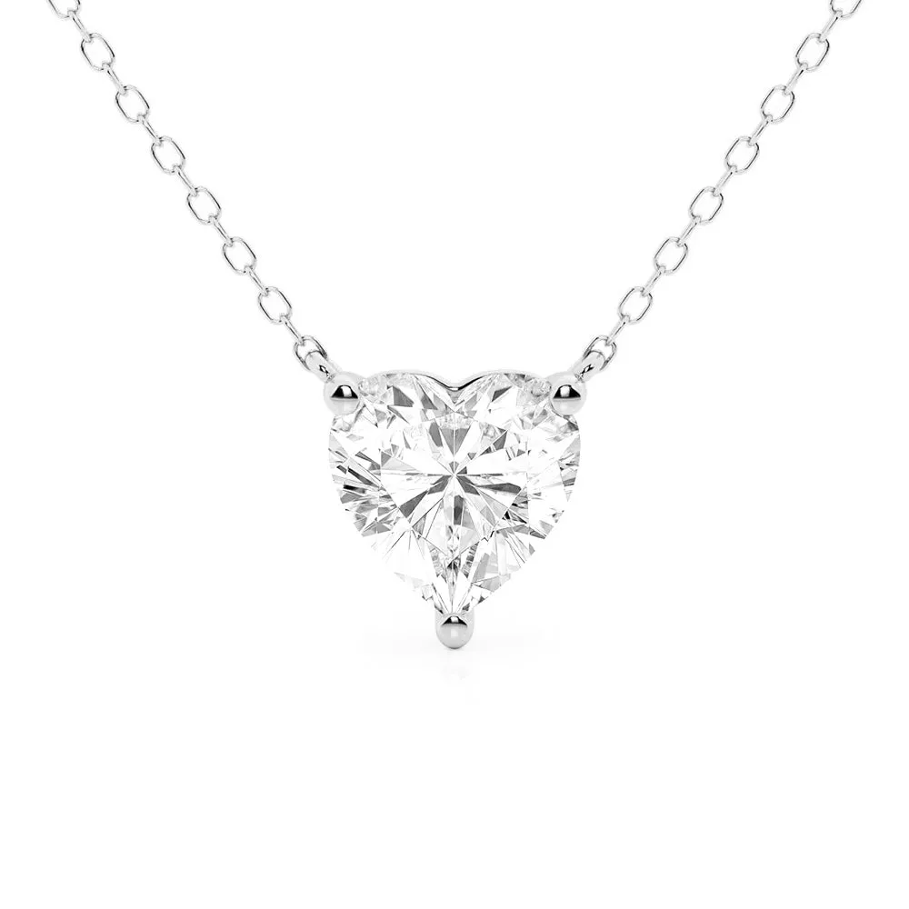 Heart Cut Moissanite Solitaire Pendant Necklace