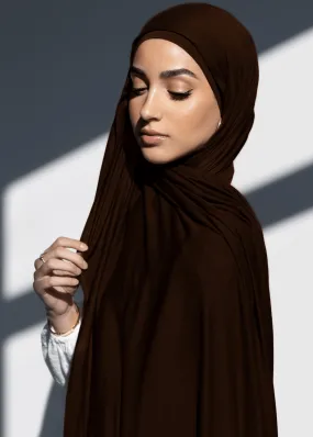 Jersey Matching Hijab & Undercap Set - Dark Brown