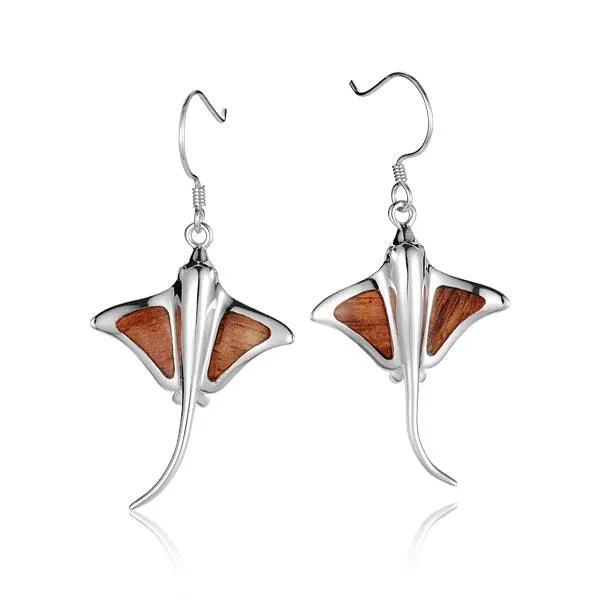 Koa Wood Eagle Ray Earrings