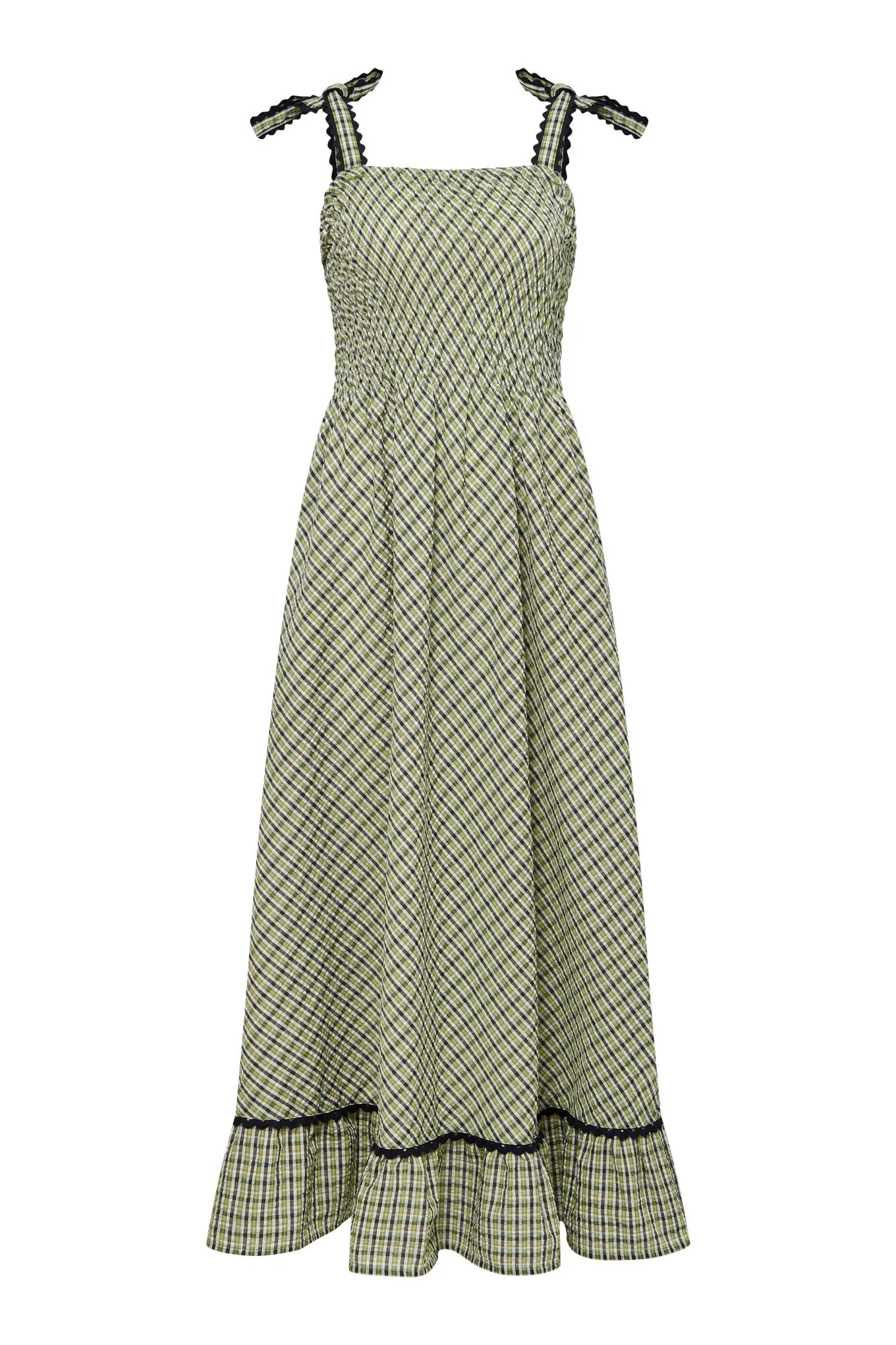 Komodo Hoya Olive Check Maxi Sundress