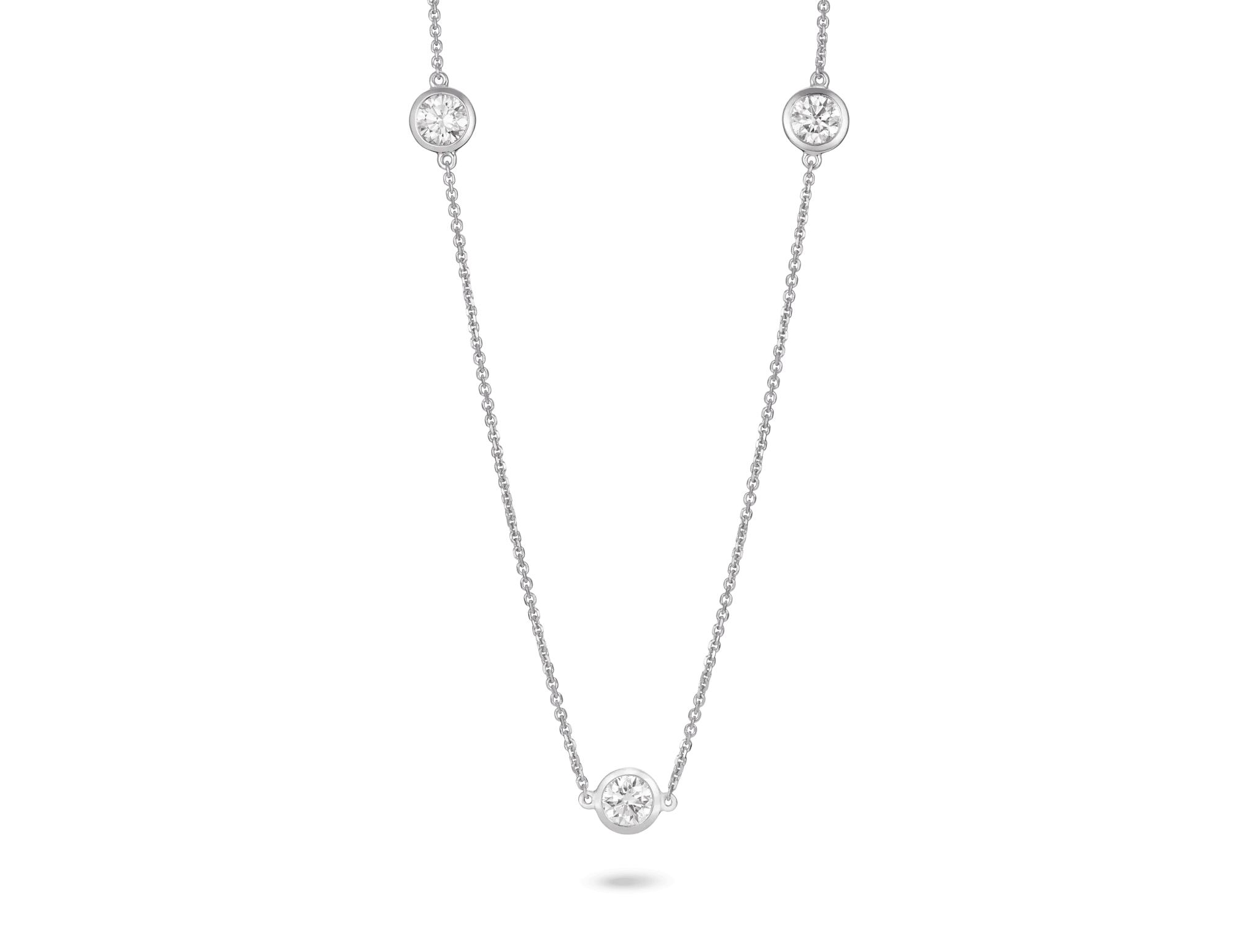 Lab-Grown Diamond ct. tw. Round Brilliant Bezel Station Pendant | White