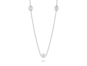 Lab-Grown Diamond ct. tw. Round Brilliant Bezel Station Pendant | White