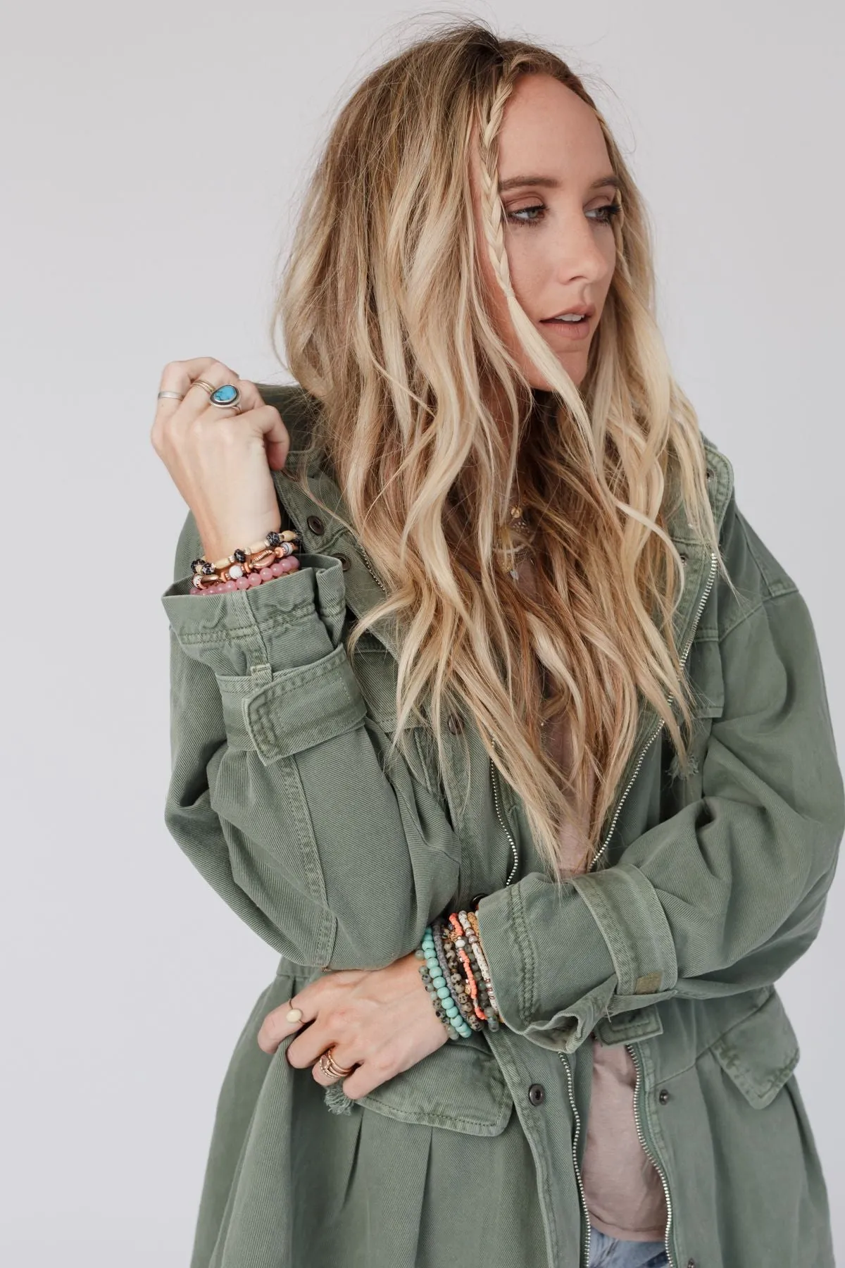 Layers On Layers Perfect Boho Parka - Olive