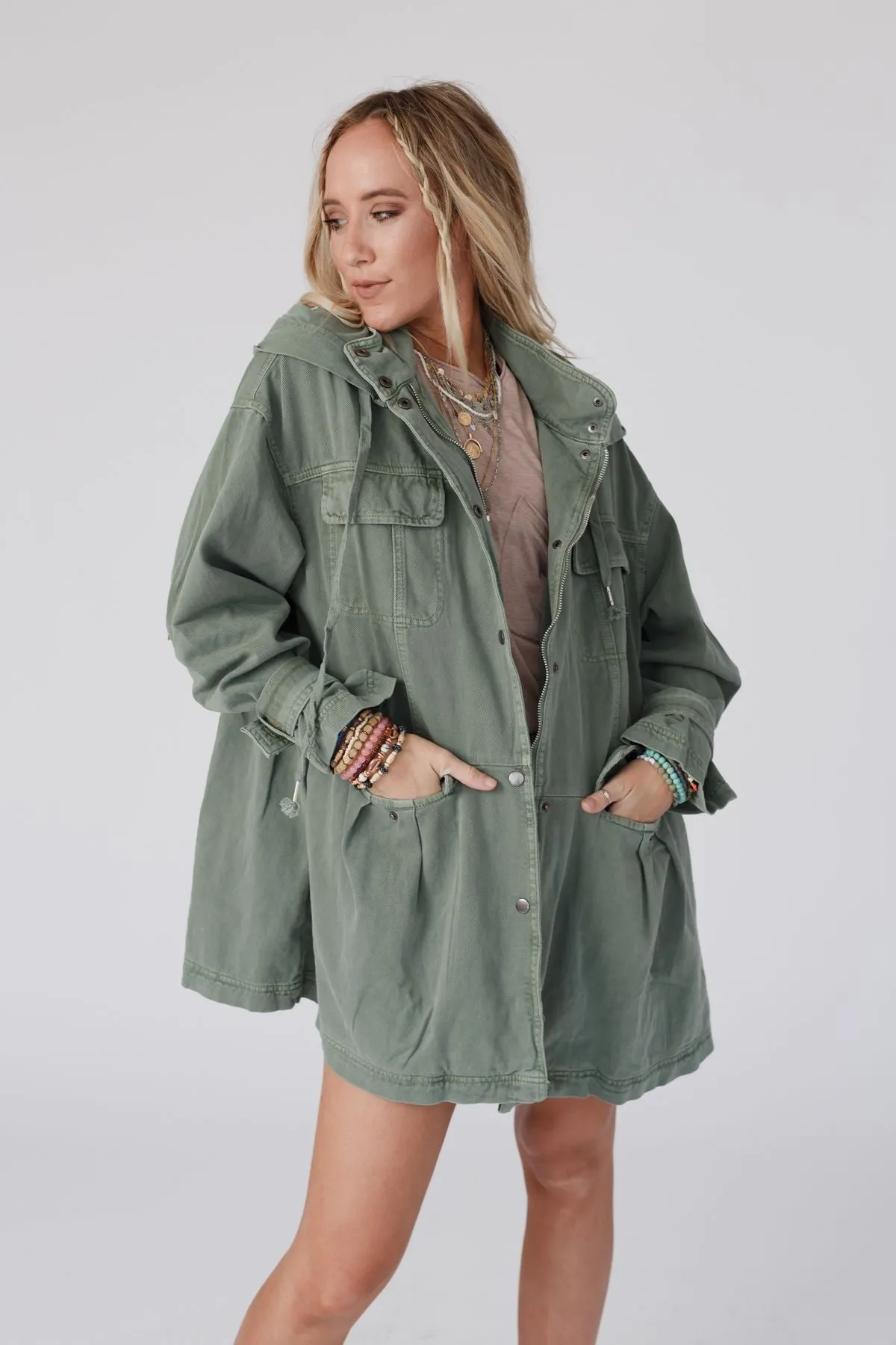 Layers On Layers Perfect Boho Parka - Olive