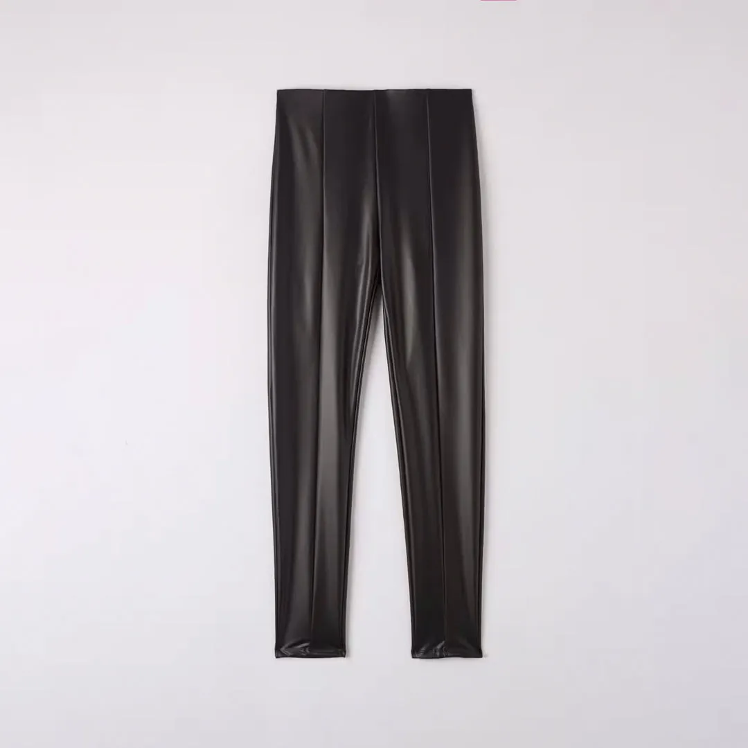 Long Leather Effect Leggings