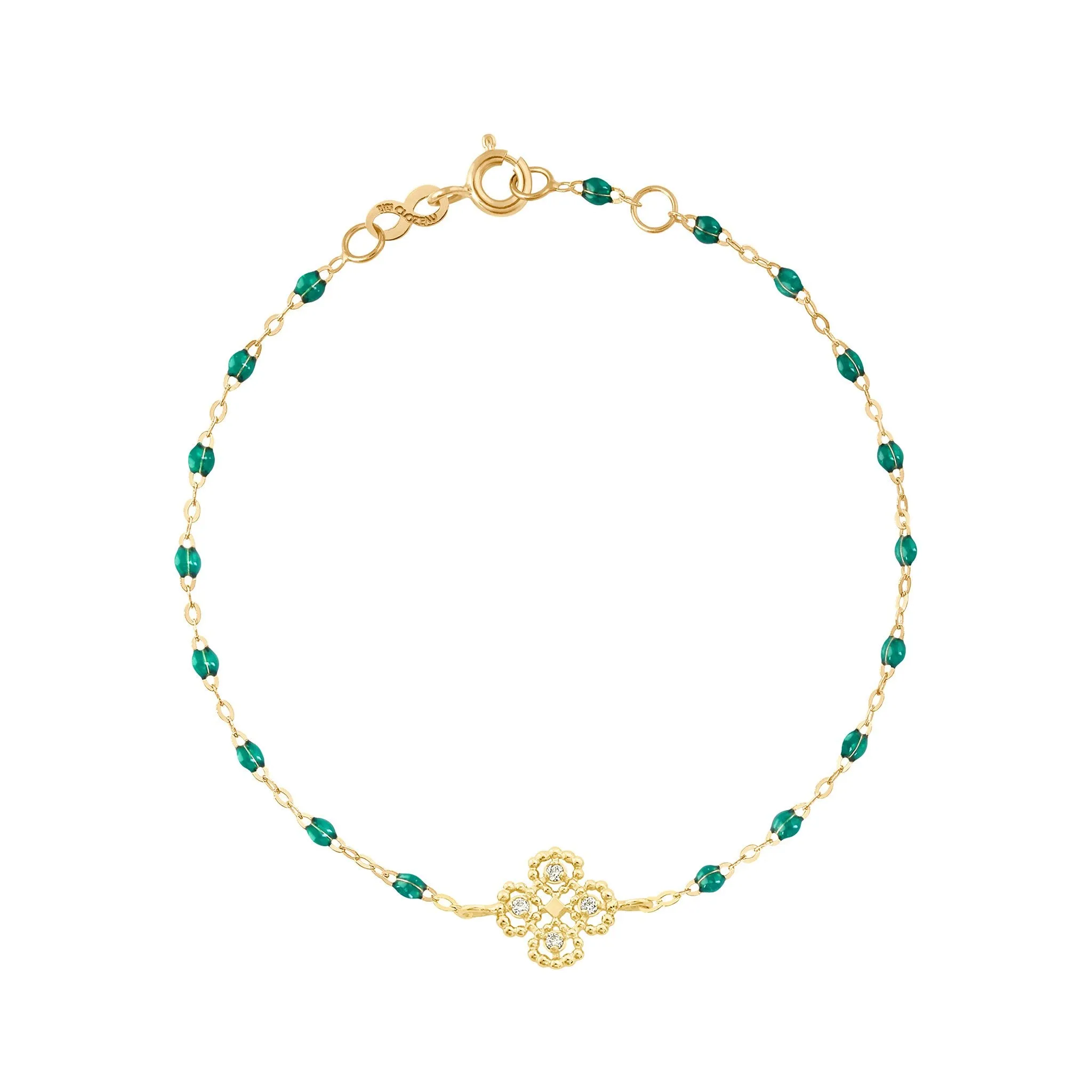 Lucky Clover Classic Gigi Emerald diamond Bracelet, Yellow Gold, 6.7"