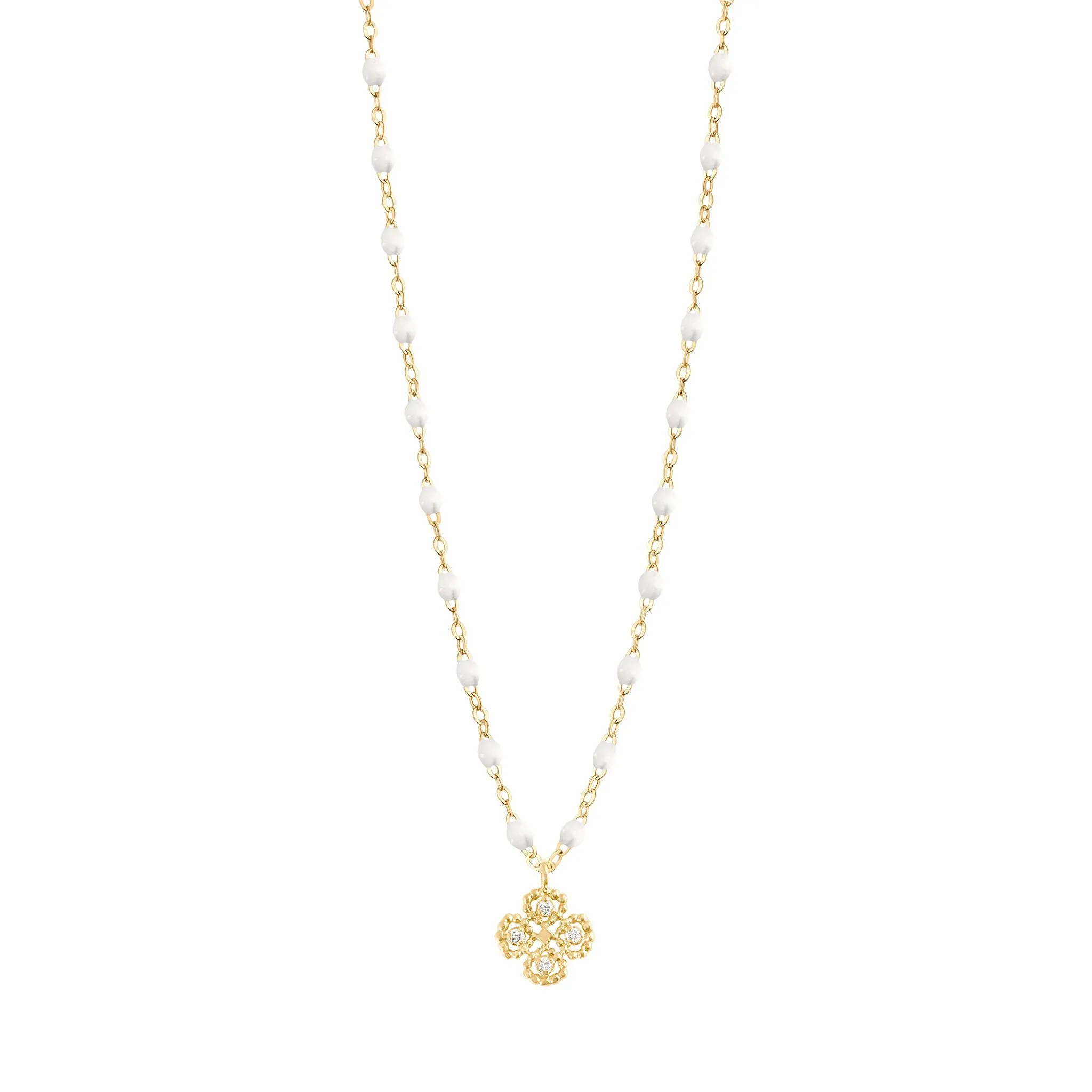 Lucky Clover Classic Gigi White diamond necklace, Yellow Gold, 16.5"