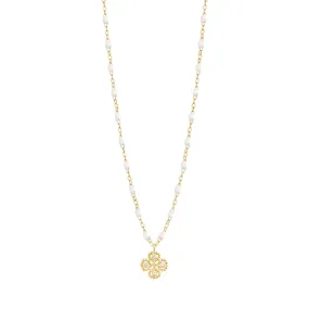 Lucky Clover Classic Gigi White diamond necklace, Yellow Gold, 16.5"