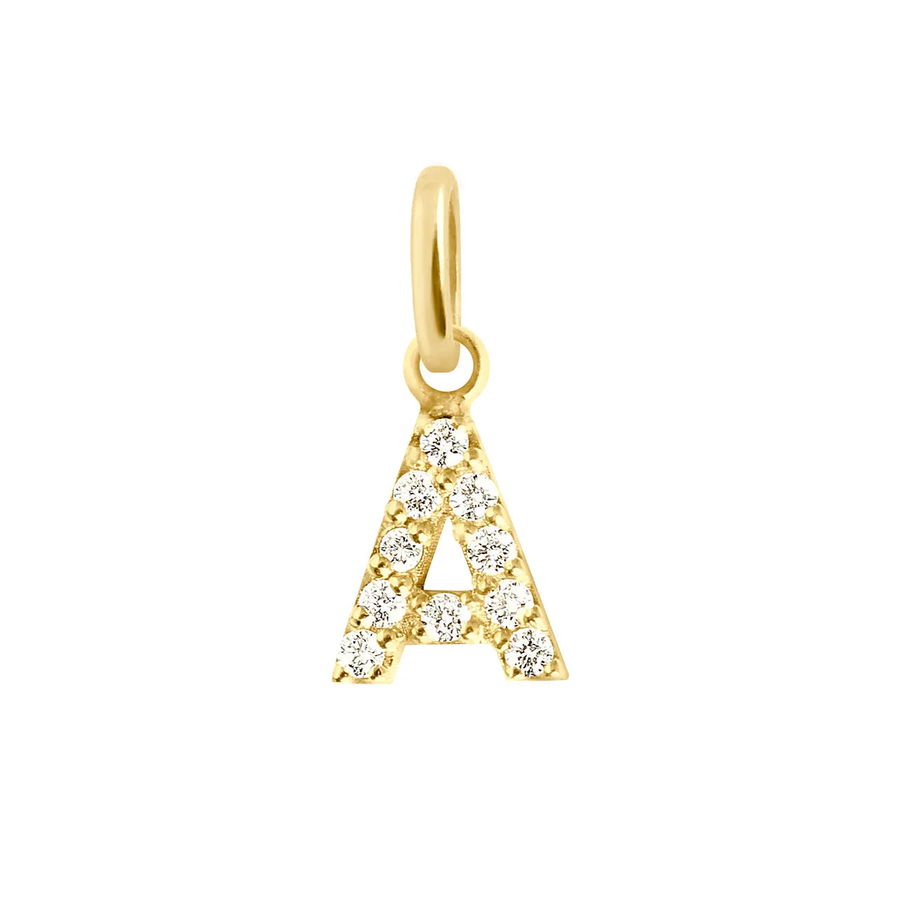 Lucky Letter A Diamond Pendant, Yellow Gold