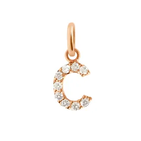 Lucky Letter C Diamond Pendant, Rose Gold