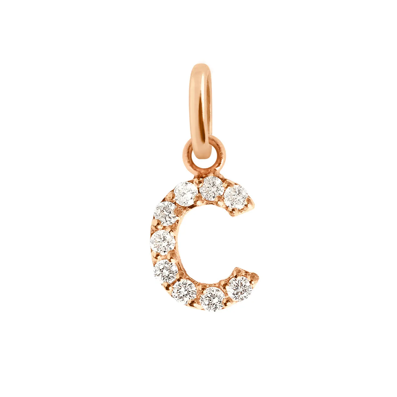 Lucky Letter C Diamond Pendant, Rose Gold