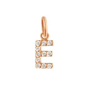 Lucky Letter E Diamond Pendant, Rose Gold