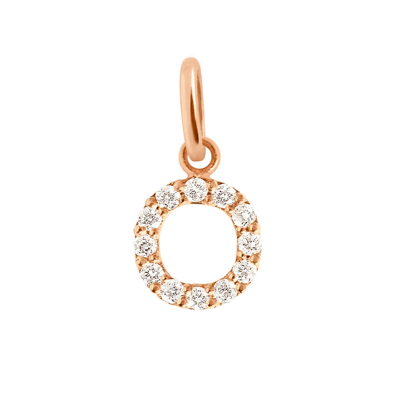 Lucky Letter O Diamond Pendant, Rose Gold