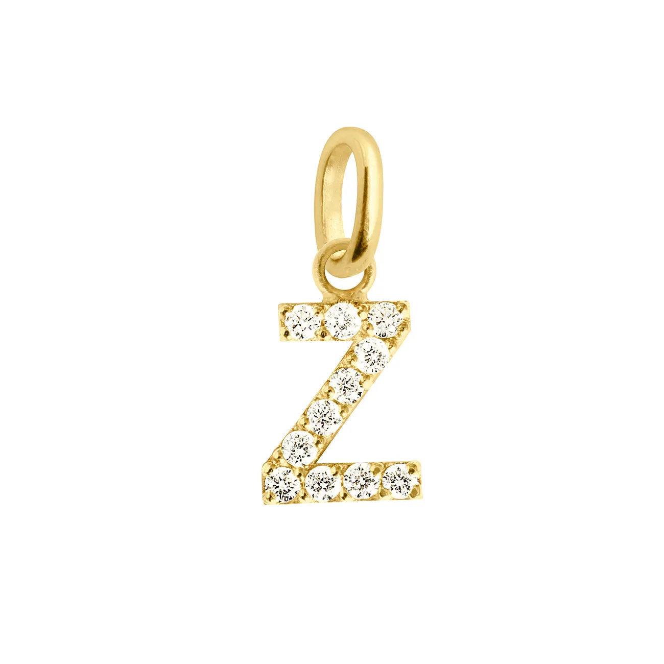 Lucky Letter Z Diamond Pendant, Yellow Gold