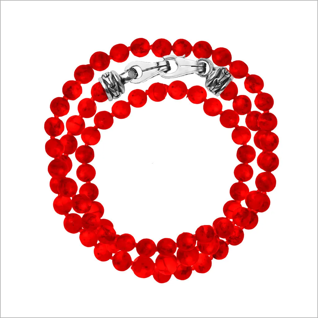 Men's Centauro Bamboo Coral Triple Wrap 6mm Bead Bracelet