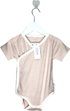 Mori Baby Pink Blush Stripe Bamboo/organic Cotton Short Sleeve Kimono Bodysuit BNWT 6-9 Months