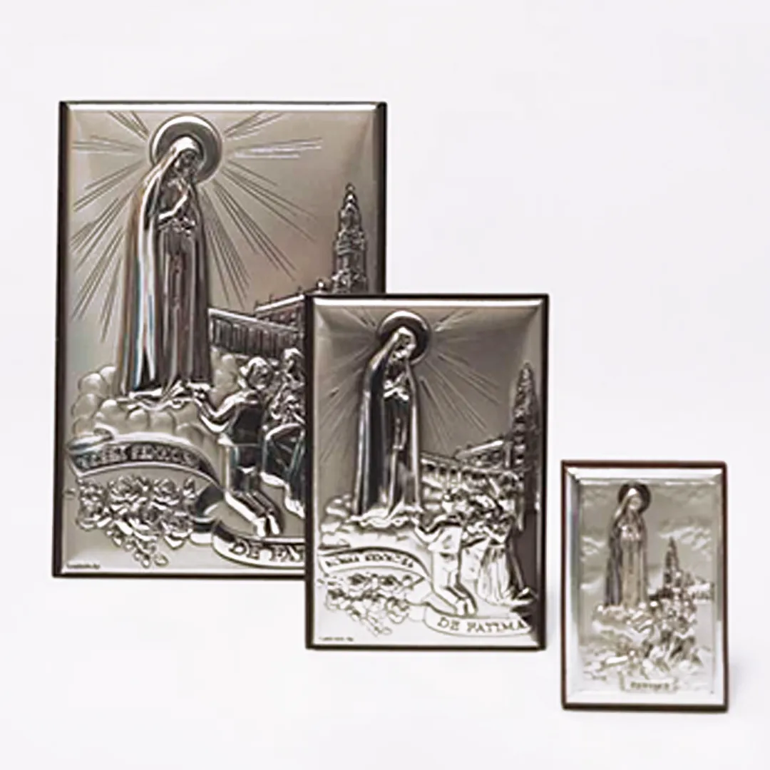 Our Lady of Fatima Silver Plaque - 4.96 inch | 12,6cm