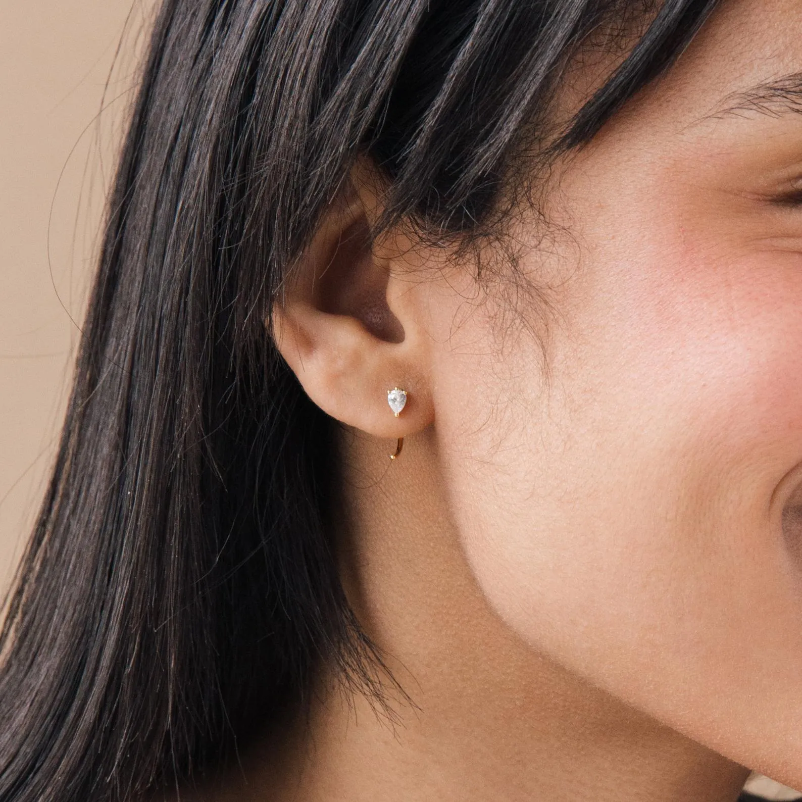 Pear Diamond Hoops