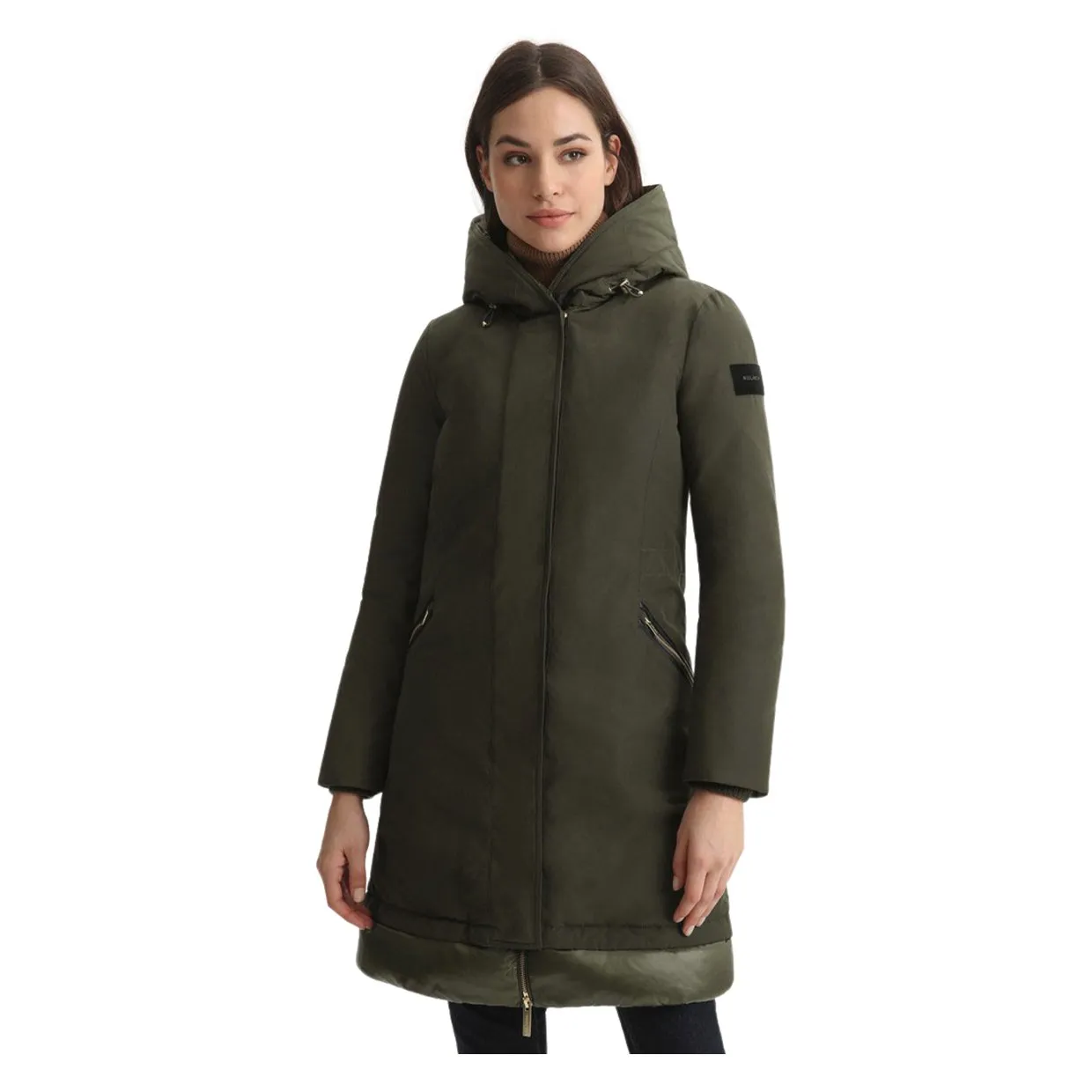 Piumino Donna Woolrich Weoka Parka Verde Scuro