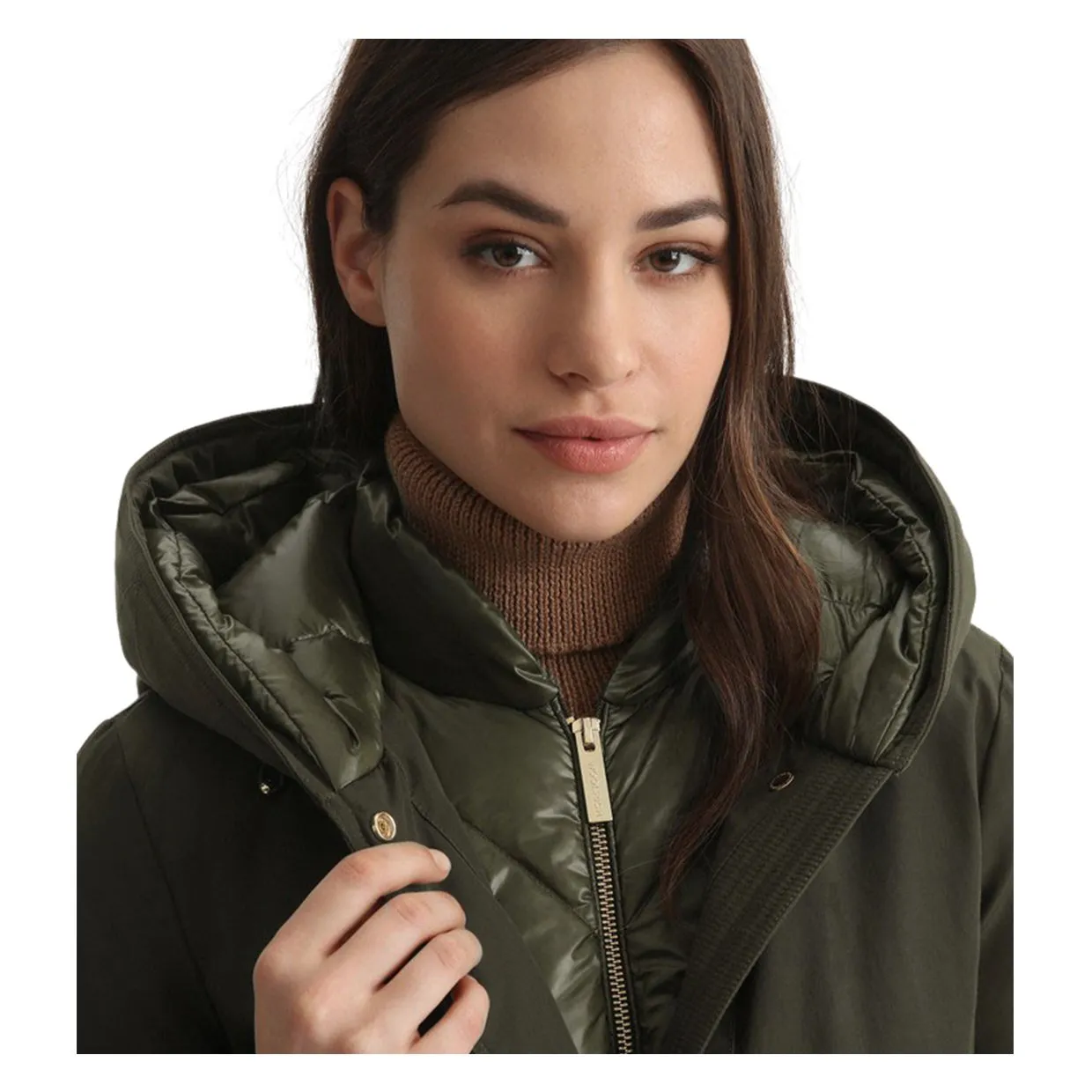 Piumino Donna Woolrich Weoka Parka Verde Scuro