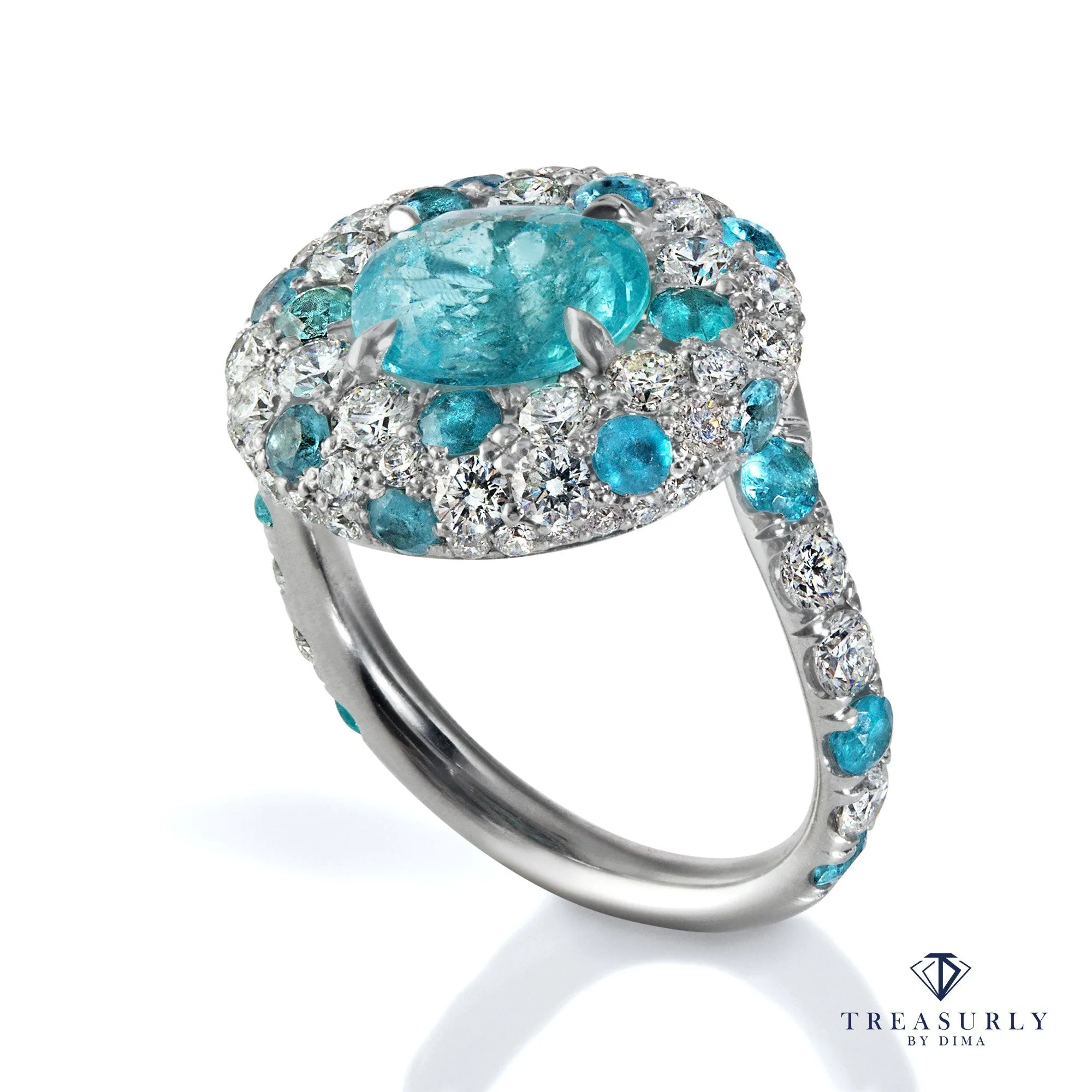 Rare GIA 5ctw Natural PARAIBA Tourmaline & Diamond Platinum Ring