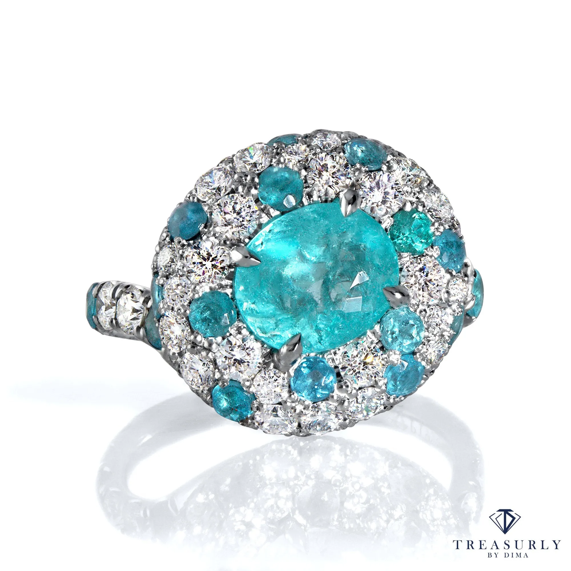 Rare GIA 5ctw Natural PARAIBA Tourmaline & Diamond Platinum Ring