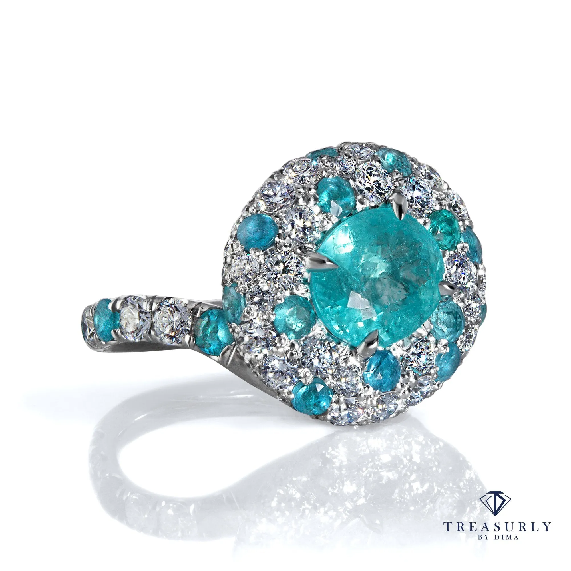 Rare GIA 5ctw Natural PARAIBA Tourmaline & Diamond Platinum Ring