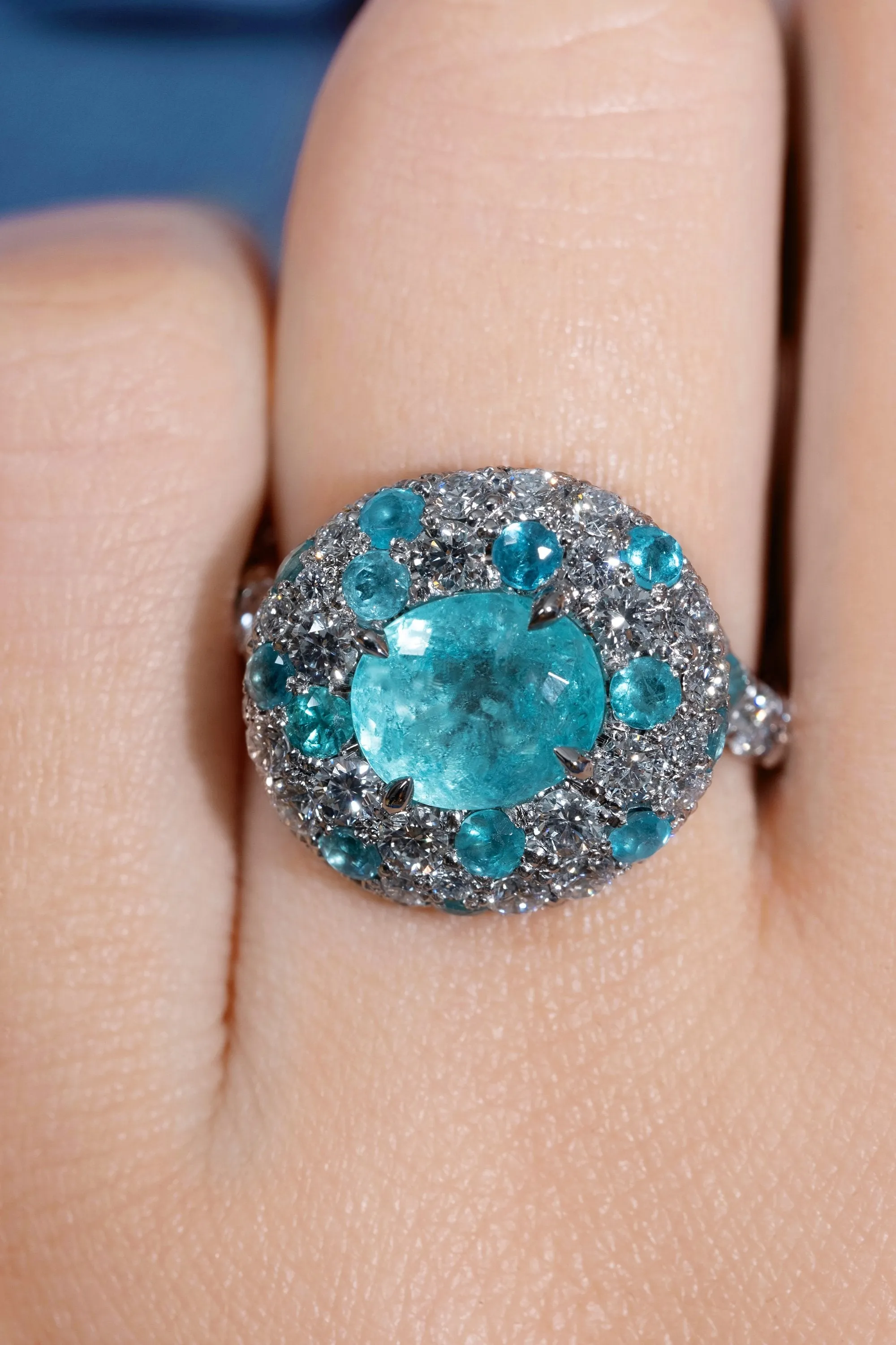 Rare GIA 5ctw Natural PARAIBA Tourmaline & Diamond Platinum Ring