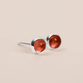 Red Garnet Gemstone Stud Earrings