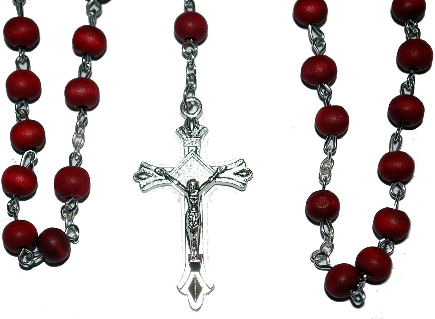 Red Rose Scented Wood Rosary Beads Christian Catholic Holy Rosary Beads Cross Necklace / Pendant Crucifix Chain Gift