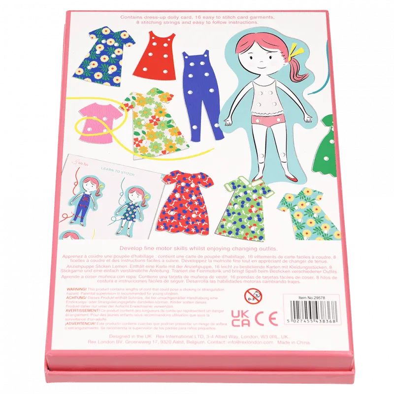 Rex of London Cardboard Learn To Stitch Dress-Up Dolly Kit