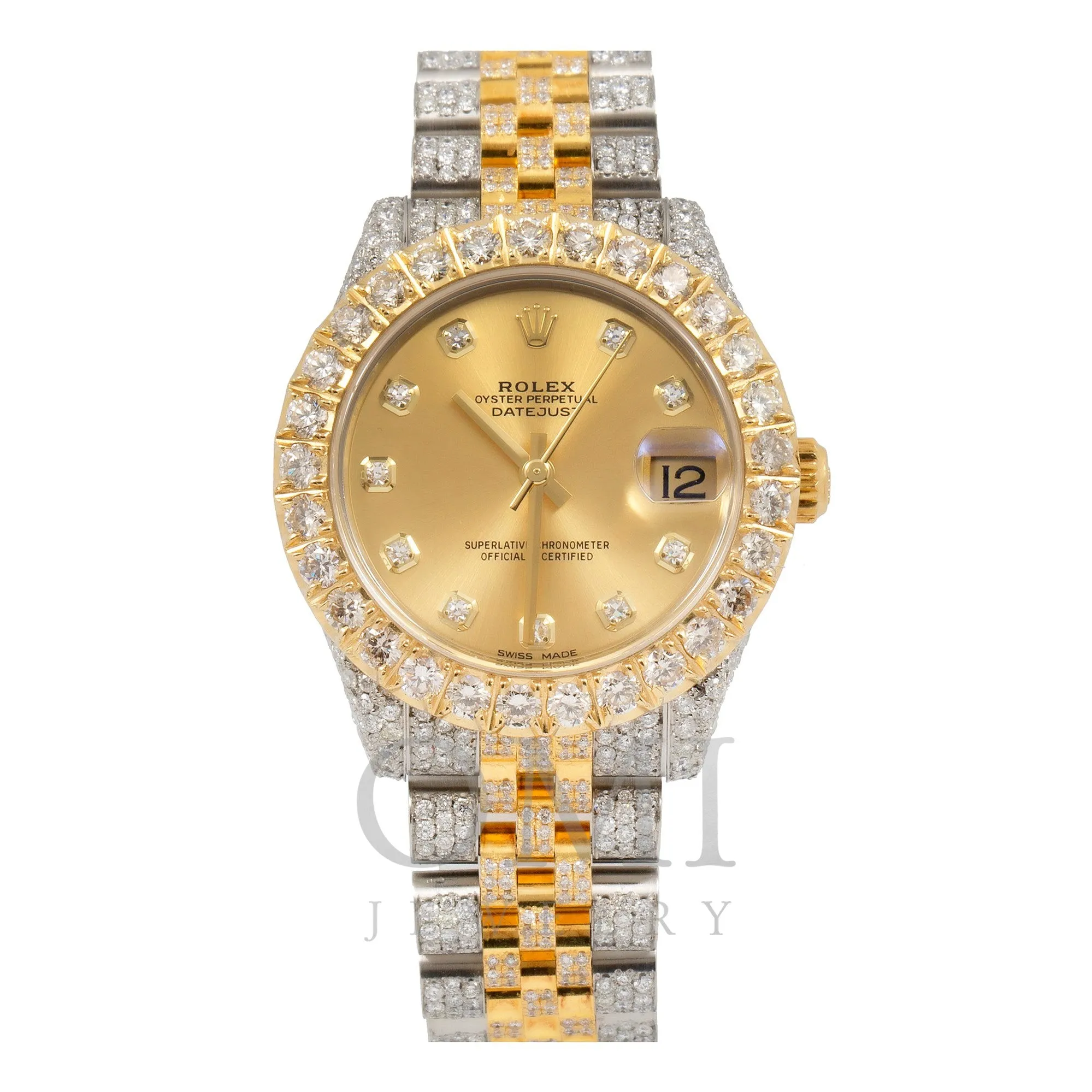 Rolex Datejust 178273 31MM Champagne Diamond Dial And Bezel With Two Tone Jubilee Bracelet 8.45 CT