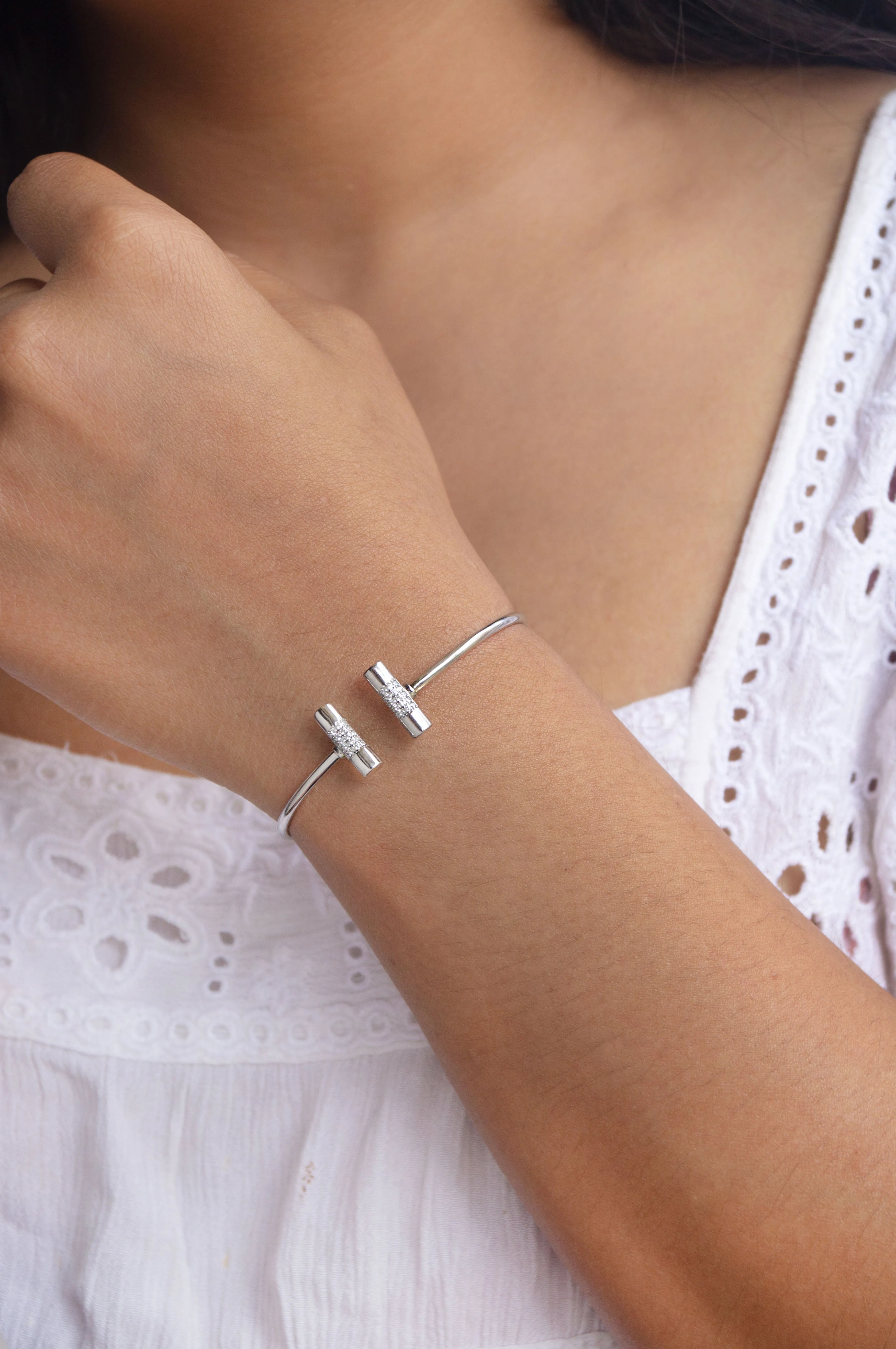 Shimmering Bar Sterling Silver Adjustable Bracelet