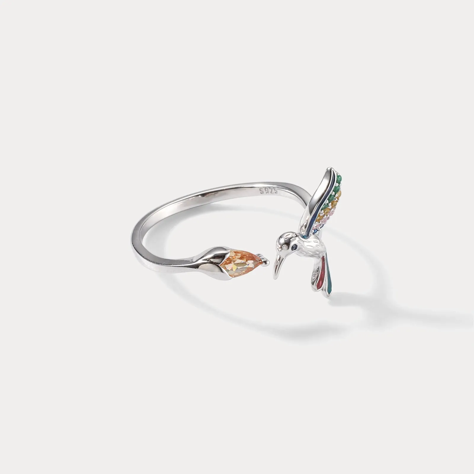 Silver Hummingbird Ring