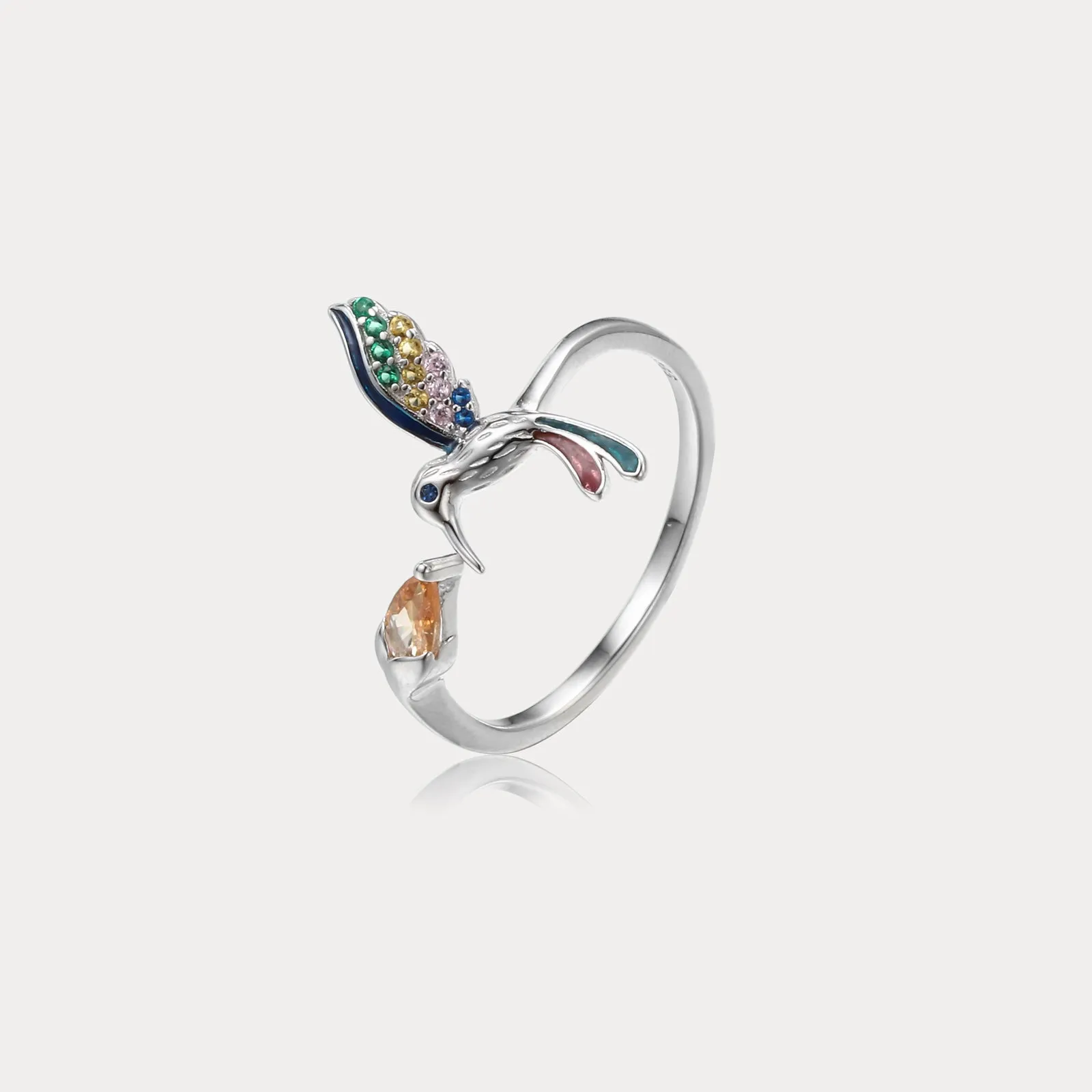 Silver Hummingbird Ring