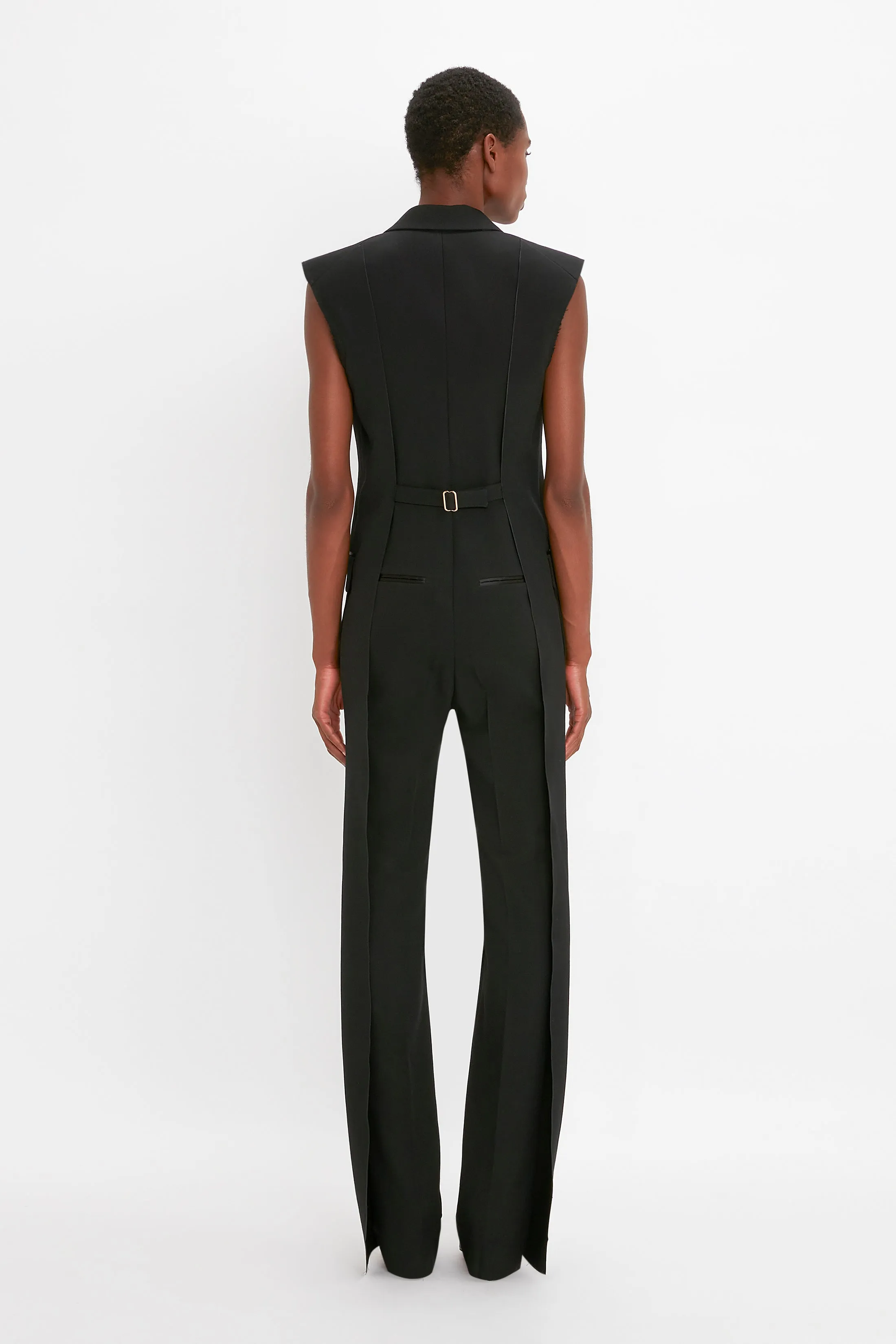 Sleeveless Tuxedo Jumpsuit in Black