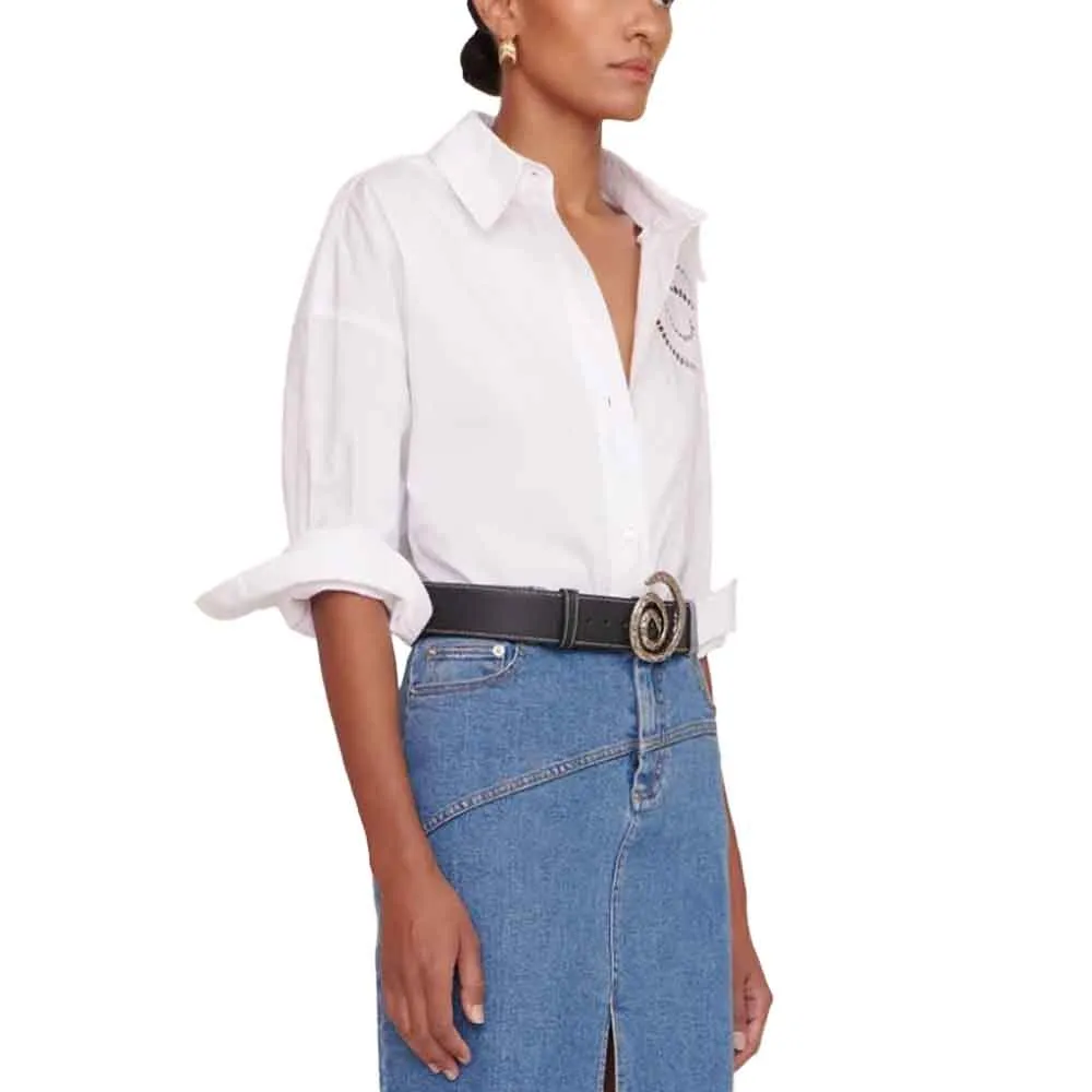 Staud Emersyn White Embroidered Shirt