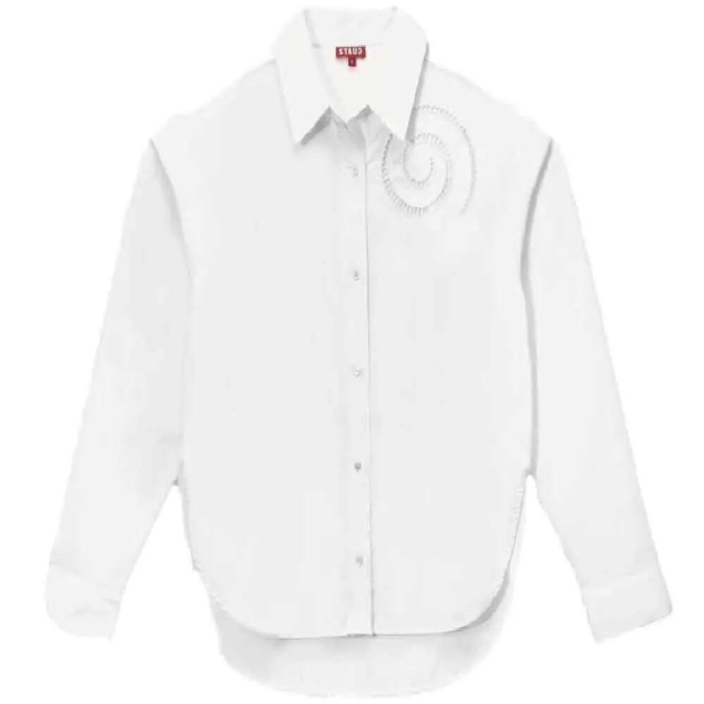 Staud Emersyn White Embroidered Shirt