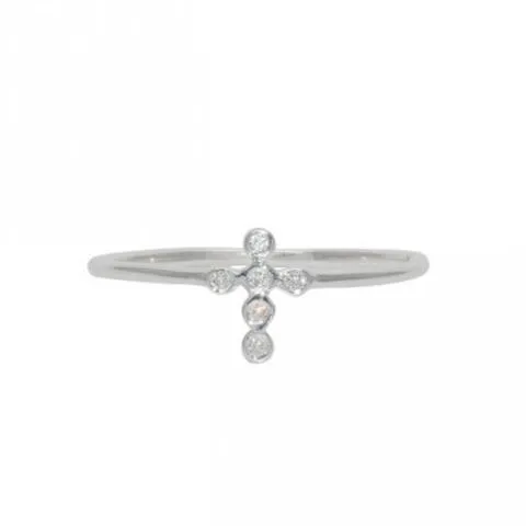 Sterling Silver Cubic Zirconia Cross Ring- Size 7