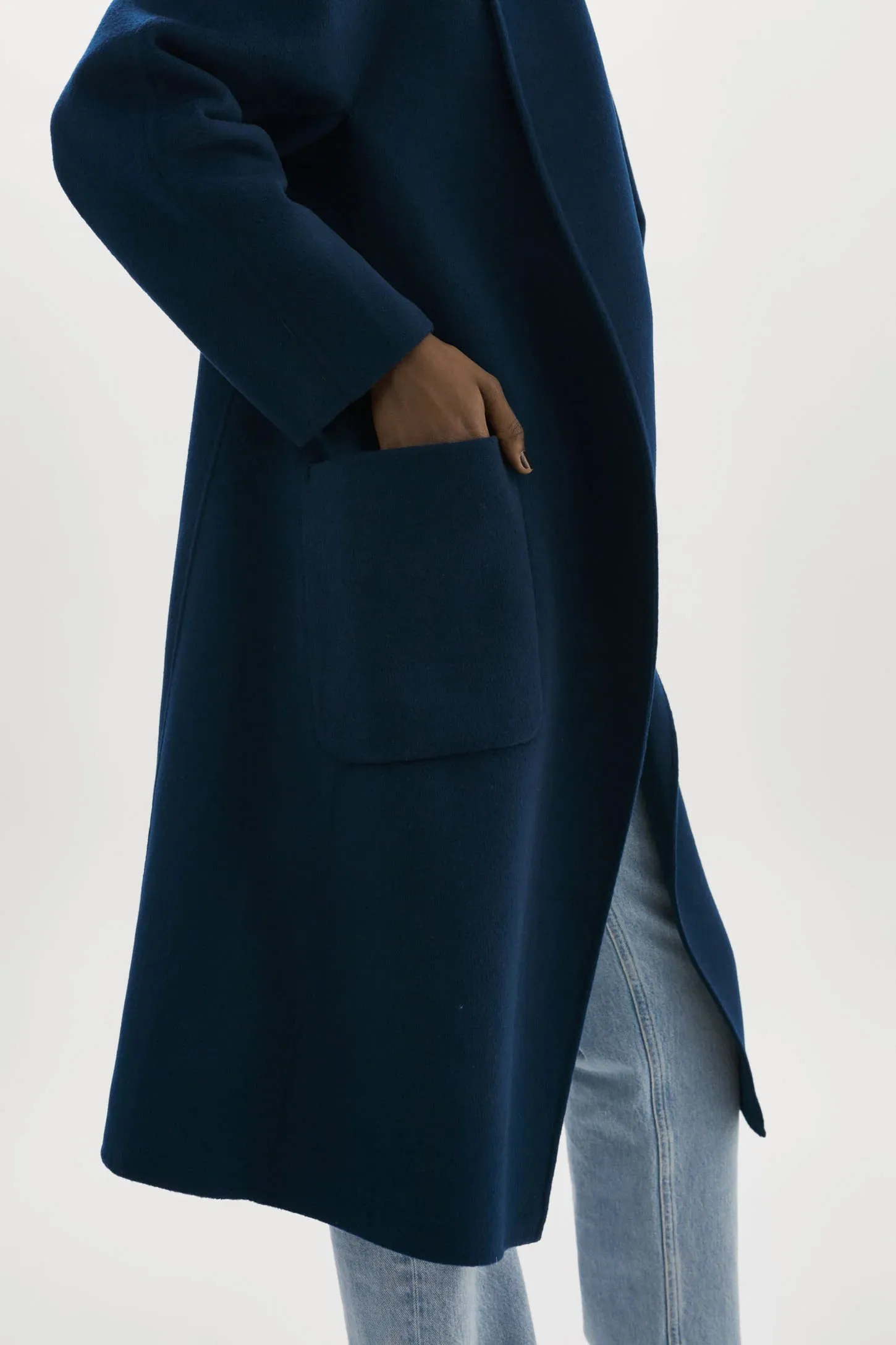 THARA SHAWL COLLAR WOOL COAT (MIDNIGHT BLUE) - LAMARQUE