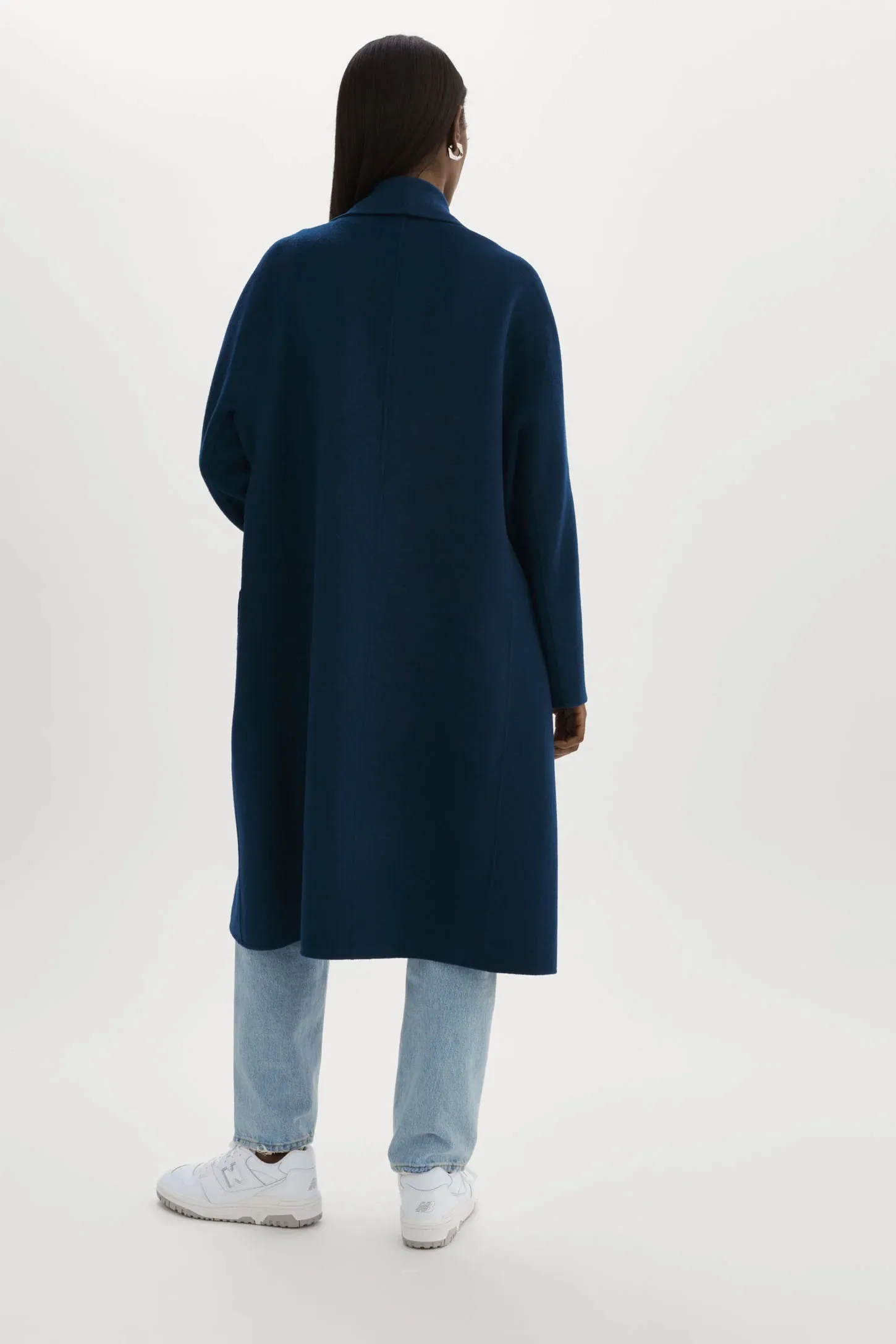 THARA SHAWL COLLAR WOOL COAT (MIDNIGHT BLUE) - LAMARQUE