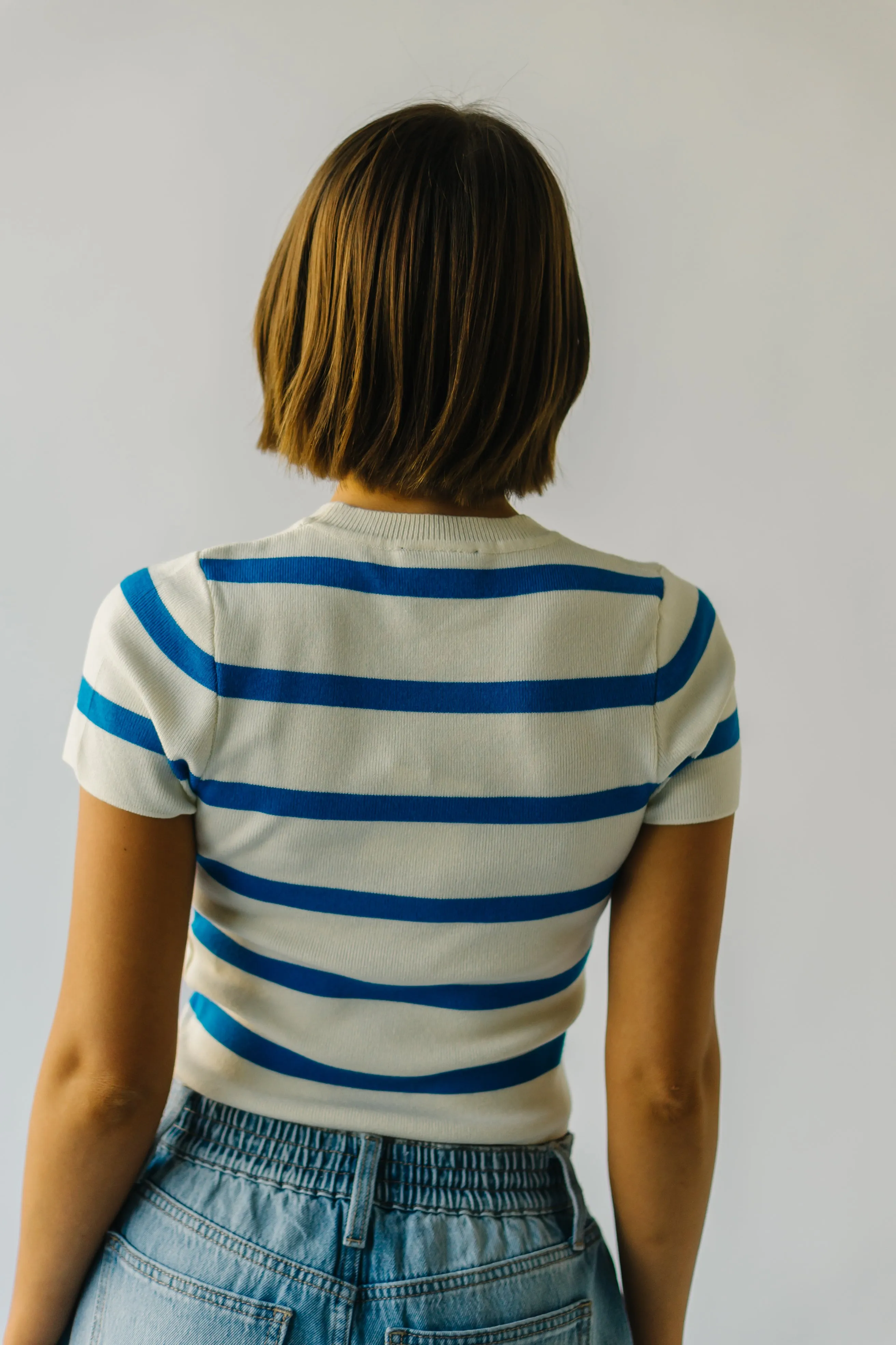 The Dundee Bold Striped Tee in Blue   White