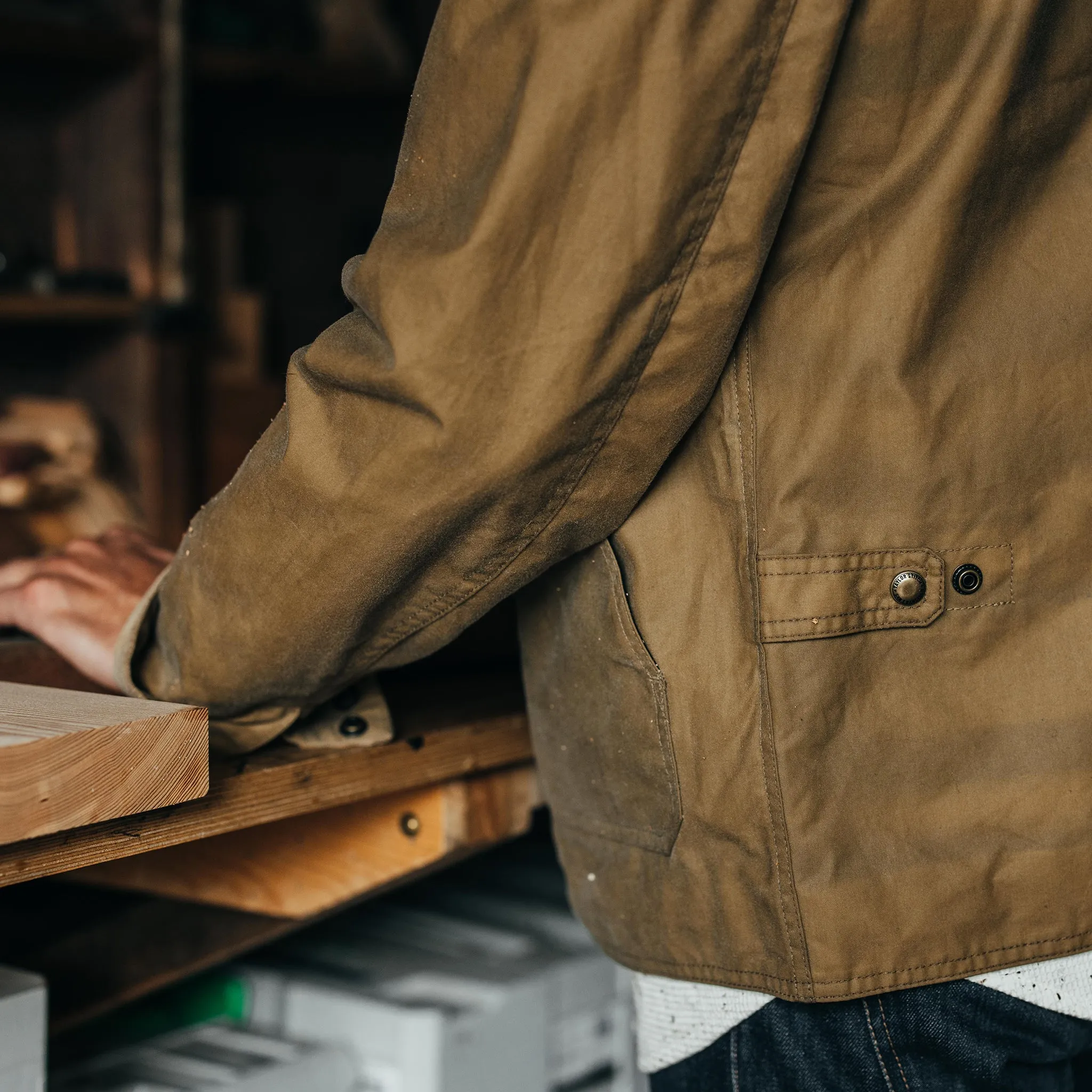 The Lined Longshore Jacket in Harvest Tan Waxed Canvas